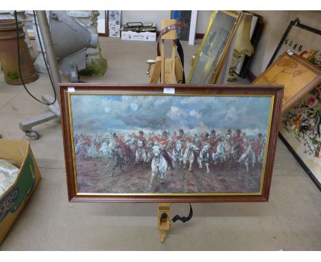 A Charge of the Light Brigade print and an easel 