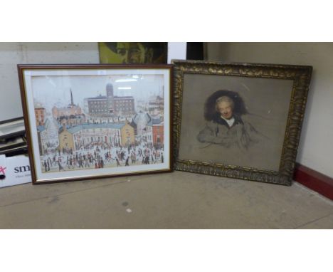 A L.S. Lowry print and another print 