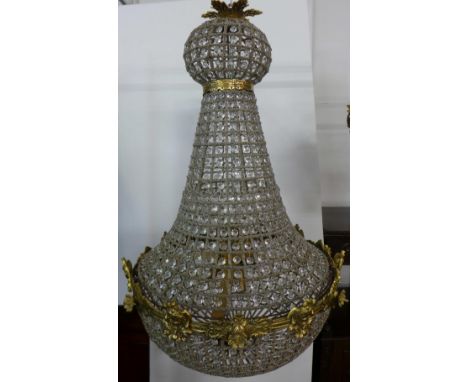 An Italian style gilt metal and glass chandelier, 90cms h 