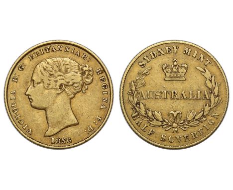 g Australia, Victoria (1837-1901), gold Half-Sovereign, 1856, Sydney Branch Mint, first young filleted head left, date below,