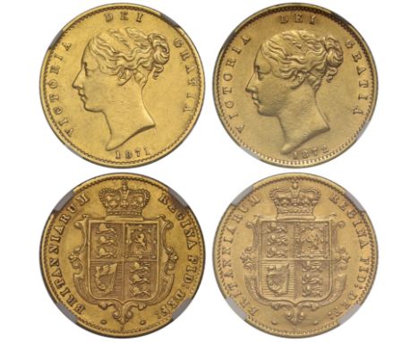 g Australia, Victoria (1837-1901), gold Half-Sovereigns (2), 1871-S, 117 denticle border, 1872S, 123 denticle border, both Sy