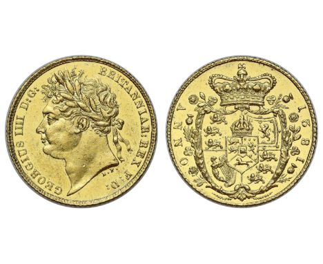 g George IV (1820-30), gold Half-Sovereign, 1821, first laureate head left, B.P. for Benedetto Pistrucci below neck, Latin le