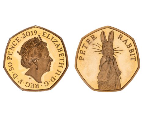 g Elizabeth II (1952-2022), gold proof Fifty-Pence, 2019, 150th Birth Year of Beatrix Potter, crowned bust right, JC below fo