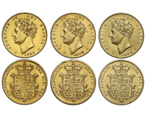 g George IV (1820-30), gold Half-Sovereigns (3), 1826, 1827, 1828, all have bust left without extra tuft of hair by ear, date