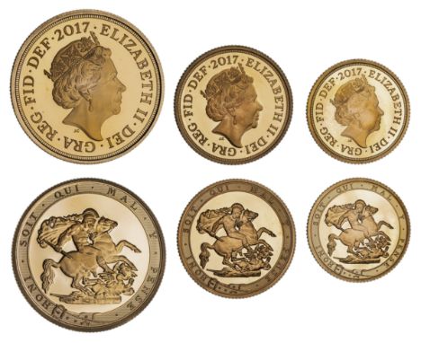 g Elizabeth II (1952-2022), gold proof 3-coin Set, 2017, 200 years of the milled Double Sovereign, Sovereign, Half Sovereign,