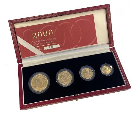 g Elizabeth II (1952-2022), gold proof 4 coin Britannia Set, 2000, One Hundred Pounds, Fifty Pounds, Twenty Five Pounds, Ten 