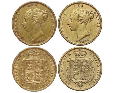 g Victoria (1837-1901), gold Half-Sovereigns (2), 1875, third young head left, nose points nearer to O in legend, type A3 wit