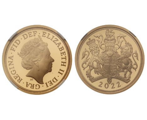 g Elizabeth II (1952-2022), gold proof Piedfort Half-Sovereign, 2022, Platinum Jubilee issue, crowned head right, JC below fo
