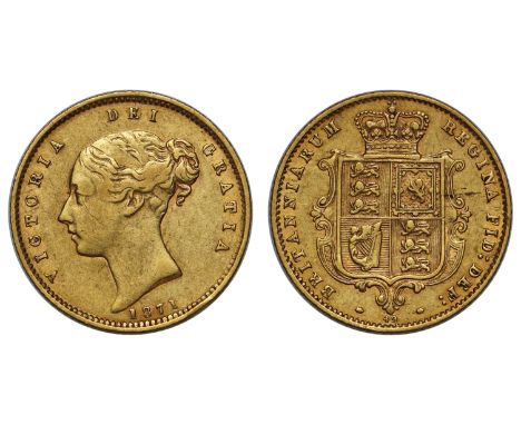 g Victoria (1837-1901), gold Half-Sovereign, 1871, second young head left, nose points nearer to T in repositioned legend, tr