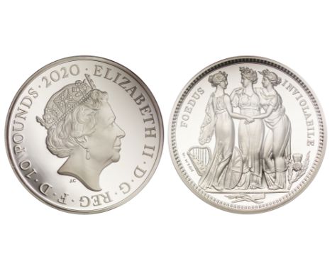 Elizabeth II (1952-2022), silver proof Five Ounces of Ten Pounds, 2020, struck in .9999 fine silver, from the Great Engravers