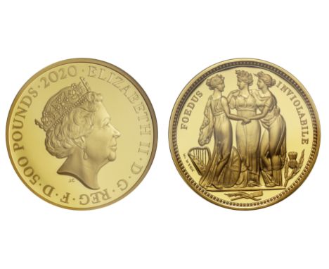 g Elizabeth II (1952-2022), gold proof Five Ounces of Five Hundred Pounds, 2020, Three Graces, struck in 999.9 fine gold, cro