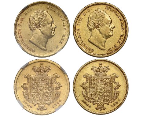 g William IV (1830-37), gold Half-Sovereigns (2), 1836 and 1837, bare head right, Latin legend and toothed border surrounding