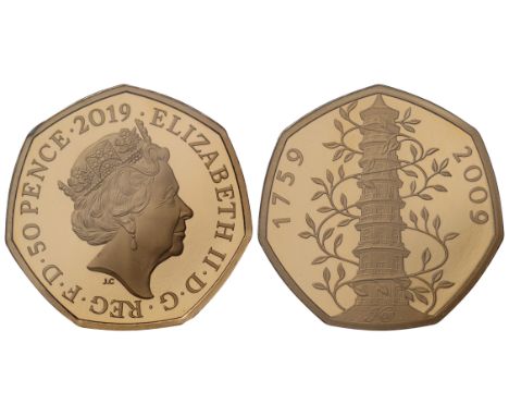 g Elizabeth II (1952-2022), gold proof piedfort Fifty Pence, 2019, struck to celebrate the 250th Anniversary of foundation of