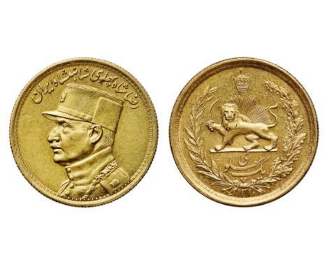 g Iran, Pahlavi Dynasty, Reza Pahlavi Shah (SH1320-1358 / 1941-1979), gold Pahlavi, SH1310 (1931), uniformed bust wearing pea