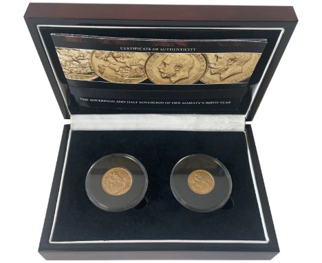 g Royal Mint Set, gold 2-coin Set, 2016, limited edition for the Queen's 90th Birthday, comprising a George V 1926 gold Sover