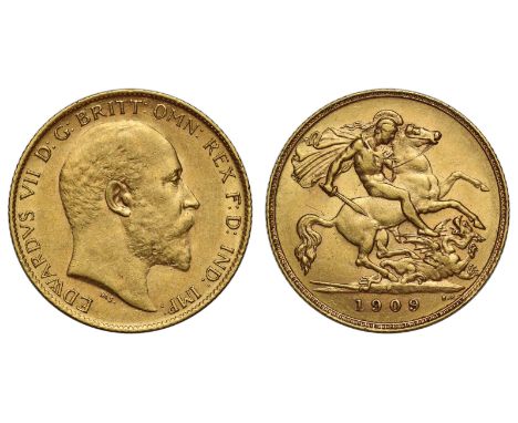 g Australia, Edward VII (1901-10), gold Half-Sovereign, 1909-P, Perth Mint, bare head right, De S. below truncation for engra