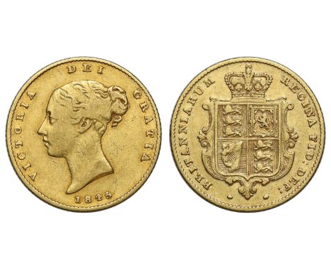 g Victoria (1837-1901), gold Half-Sovereign, 1845, first young head left, type A1, date below, Latin legend and toothed borde