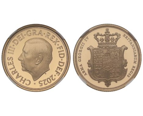 g Charles III (2022-), gold proof Sovereign, 2025, struck in 22ct red gold to commemorate the 200th Anniversary of the Jean-B