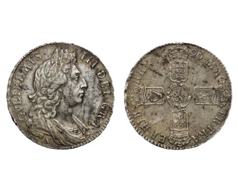 William III (1694-1702), silver Halfcrown, 1696 Norwich Mint, N below first laureate and draped bust right, legend surroundin
