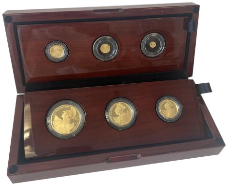 g Elizabeth II (1952 -), gold proof 6 coin Britannia Set, 2015, One Hundred Pounds, Fifty Pounds, Twenty Ten Pounds, One Poun