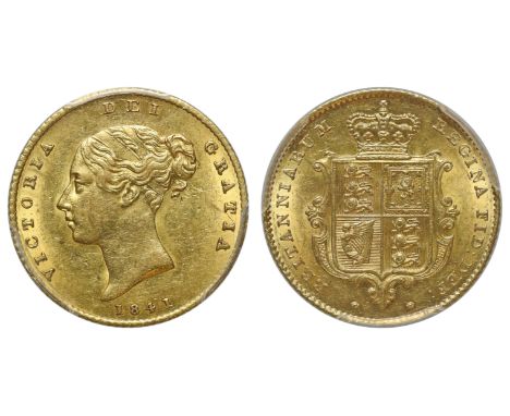 g Victoria (1837-1901), gold Half-Sovereign, 1841, first young head left, type A1, date below, Latin legend and toothed borde