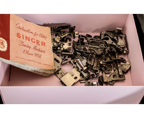 Sewing Machine Items. Comprises Original Instruction Book for Singer Sewing Machine Class 99k, Assorted Vintage Sewing Machin