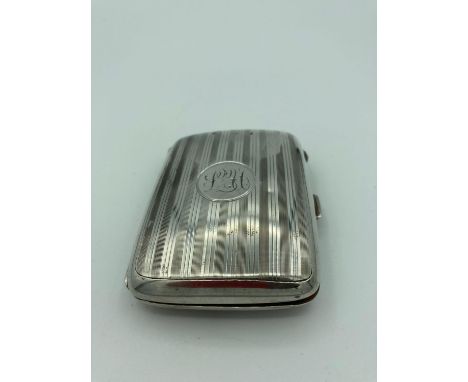 ANTIQUE SILVER cigarette case having clear hallmark for Henry Matthews Birmingham 1920. Both retaining bands present ,cartouc