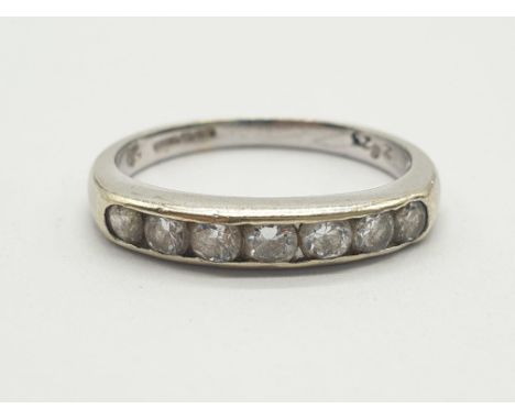 A 9K White Gold and White Stones Ring. Size M. 1.94g 