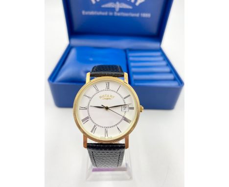 A Gents Rotary Wristwatch. As new, in original box but needs battery. 