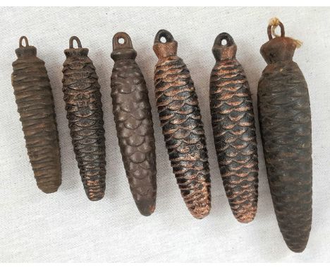 Six Antique Cuckoo Clock Weights. 279 x2, 382, 517, 502 and a 741g. 