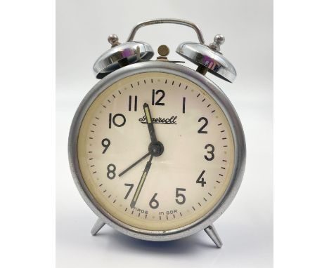 A Vintage Ingersoll East German G.D.R. Small Wind Up Double Bell Alarm Clock. In good condition and working order. 11cm tall.