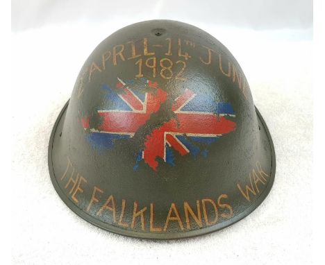 Falklands War Memorial Helmet. A standard British helmet from the period with a memorial painting to the 2nd Parachute Regime