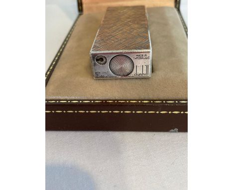 DUNHILL SILVER plated lighter in excellent condition complete with DUNHILL box. Requires attention.af. 