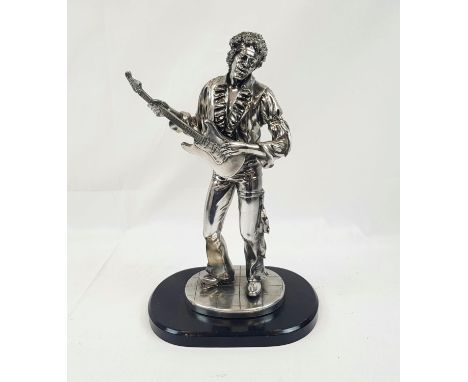 Jimi Hendrix Metal Figurine - Silver Dreams by Leonardo. On wooden plinth. 34cm tall. 