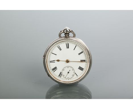 GENTLEMAN'S STERLING SILVER OPEN FACE FUSEE POCKET WATCH
1879, unsigned key wind chain driven fusee movement numbered 68077, 