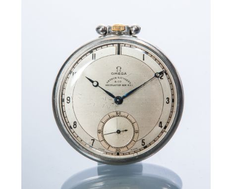 GENTLEMAN'S ART DECO OPEN FACED OMEGA POCKET WATCH
1936, signed 15 jewels keyless wind calibre 37.5L movement numbered 811012