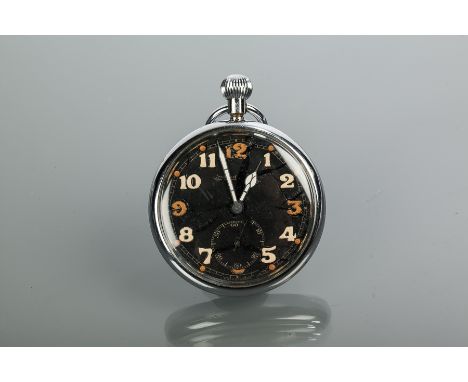 JAEGER-LECOULTRE OPEN FACE WWII MILITARY ISSUE GSTP POCKET WATCH
signed keyless wind movement, the signed black dial with Ara