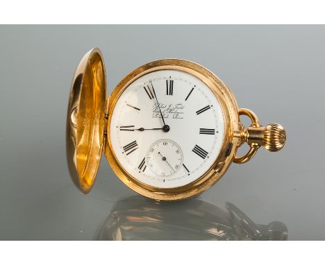 FINE GENTLEMAN'S EIGHTEEN CARAT GOLD FULL HUNTER POCKET WATCH
by Robert F. Todd, Ecole d'Horlogerie, Le Locle, circa 1884, un