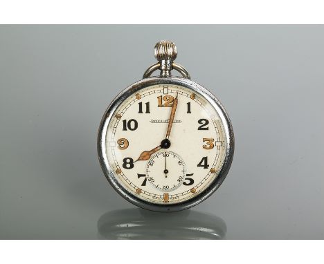 JAEGER-LECOULTRE OPEN FACE WWII MILITARY ISSUE GSTP POCKET WATCH
c1940s, signed keyless wind movement, the signed white dial 