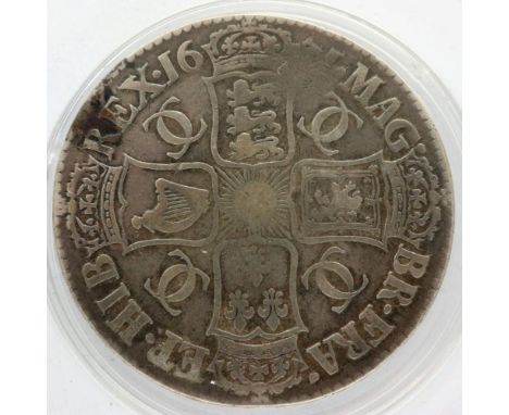 16?? silver crown of Charles II, date rubbed. P&amp;P Group 0 (£5+VAT for the first lot and £1+VAT for subsequent lots) 