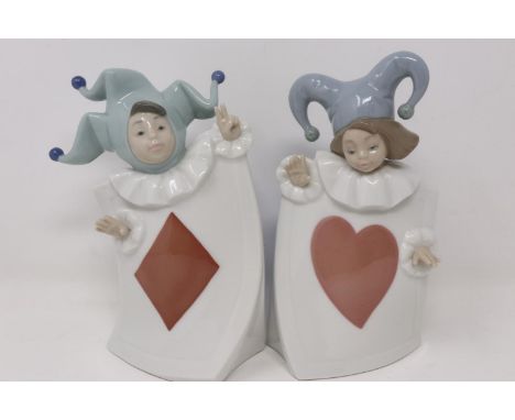 Two Nao figurines, Ace of Diamonds 1279 and Ace of Hearts 1280, largest H: 17 cm, no chips cracks or visible damage. P&amp;P 