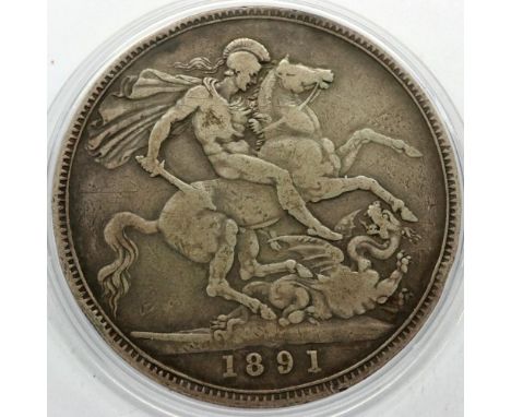 1891 silver crown of Queen Victoria. P&amp;P Group 0 (£5+VAT for the first lot and £1+VAT for subsequent lots) 