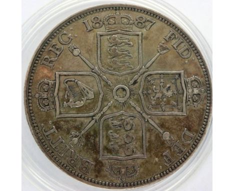 1887 silver double florin of Queen Victoria. P&amp;P Group 0 (£5+VAT for the first lot and £1+VAT for subsequent lots) 