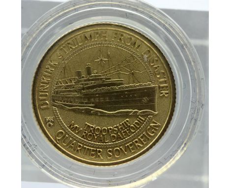 2020 Dunkirk 8th Anniversary gold proof Quarter Sovereign, boxed with certificate. P&amp;P Group 0 (£5+VAT for the first lot 