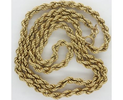 9ct gold rope neck chain, L: 38 cm, 3.5g. P&amp;P Group 1 (£14+VAT for the first lot and £1+VAT for subsequent lots) 