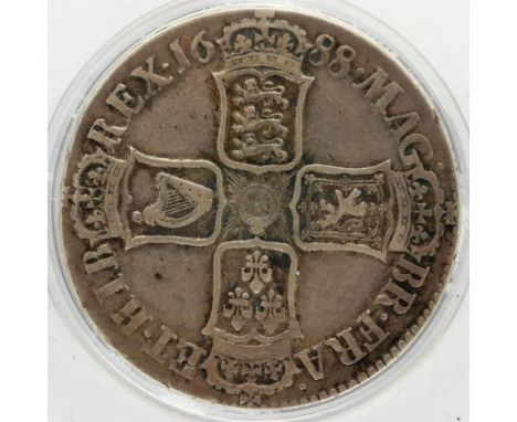 1688 silver crown of James II. P&amp;P Group 0 (£5+VAT for the first lot and £1+VAT for subsequent lots) 