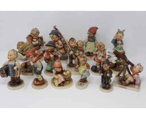 Fifteen Goebel figurines, no cracks or chips, largest H: 14 cm. Not available for in-house P&amp;P 