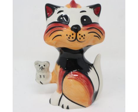 Lorna Bailey cat, Got Ya, no cracks or chips, H: 14 cm. P&amp;P Group 1 (£14+VAT for the first lot and £1+VAT for subsequent 