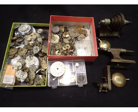 Quantity of wristwatch parts and spares with associated tools. P&amp;P Group 1 (£14+VAT for the first lot and £1+VAT for subs