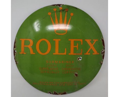 Rolex enamel sign, D: 30 cm. P&amp;P Group 3 (£25+VAT for the first lot and £5+VAT for subsequent lots) 